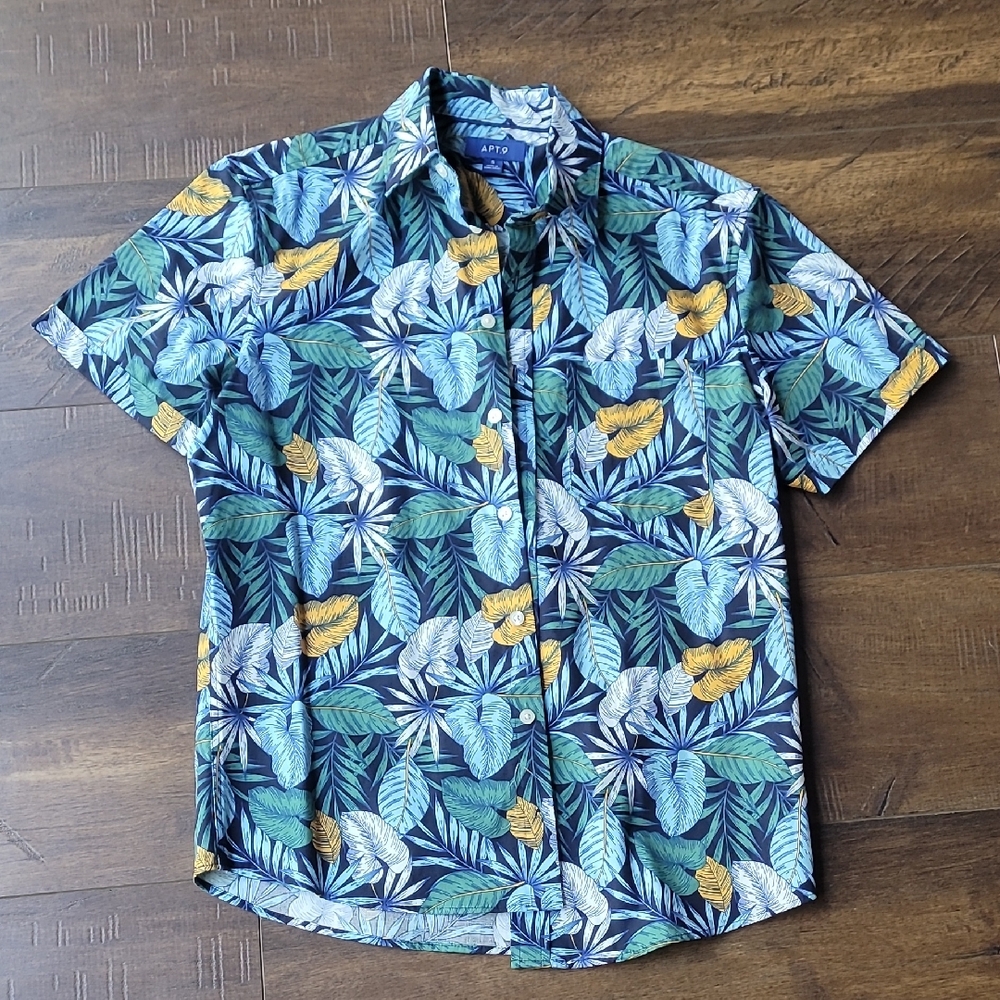 Apt 9 Tropical Leaf Print Casual Shirt